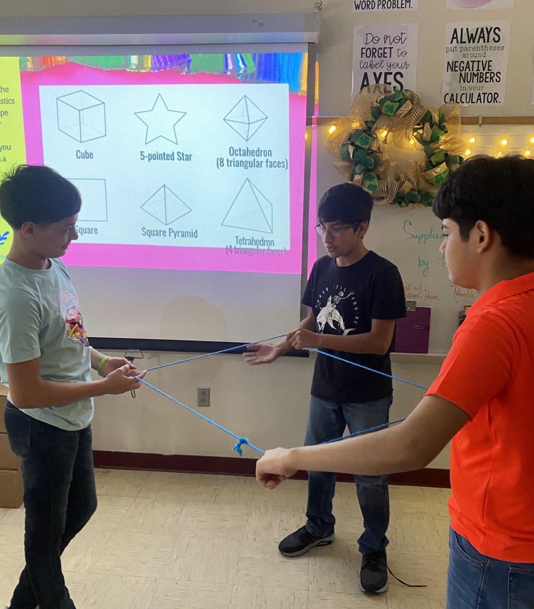 Time to build some #geometricshapes and provide a convincing argument that our shape satisfies its defined characteristics. The #square was easy but what about the #squarepyramid? #teamwork at play! <a href="/VernonMSWLA/">Vernon MS World Languages Academy</a> <a href="/HCISDCurriculum/">HCISD C&I</a> #mathisfun