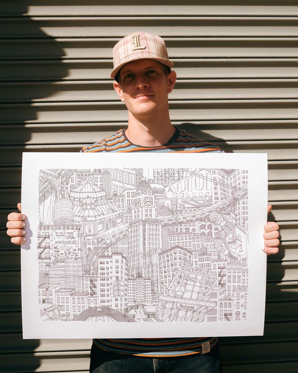 ZachACole's tweet photo. ✨ Spent five months on this drawing of South Brooklyn and it’s easily my favorite piece I’ve ever made. I hope you enjoy! ✨ https://t.co/jJly57mEcF