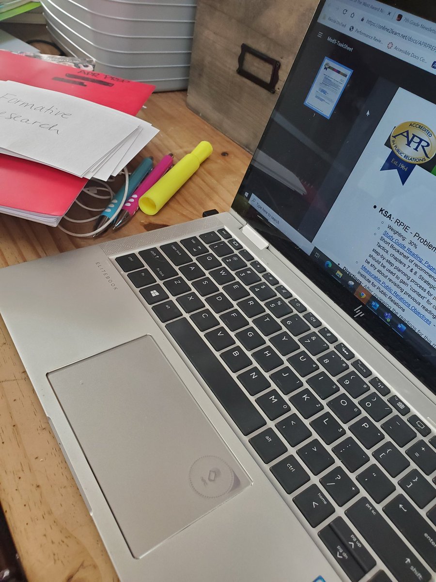 ErinDunsey's tweet photo. 7 modules ⬇️, 3 to go. Giving myself until June 2023 to tackle this crazy new goal of mine. For those who don't test well, what's ur best advice? #sendhelp #APR #APRPrep @NSPRA https://t.co/cTSoWoc5SO