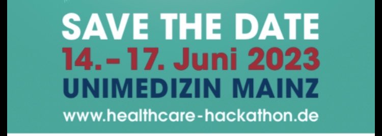 hlthhack's tweet photo. Vor dem Mainzer Healthcare Hackathon ist gleich doppelt vor dem #hackathon der @UnimedizinMainz - wer es nicht vom 15-17.9.2022 nach Mainz schafft, gerne schon mal das Datum in 2023: Der 14-17.6.2023. Extra gut zum Merken 😉 und wieder mit @pwc_de @UKSH_KI_HL #IBM uvm. https://t.co/23ZkP2C5A8