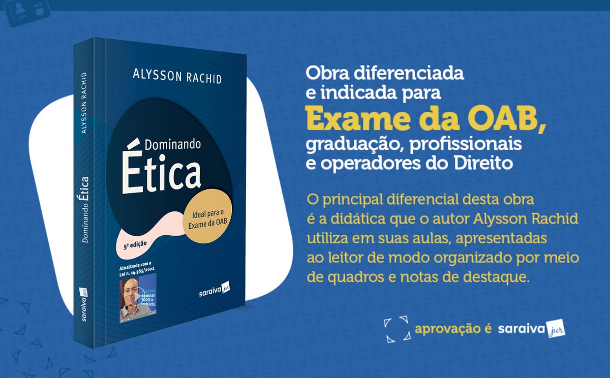 Edição atualizada! 📘😉

#dominandoetica
<a href="/alyssonrachid/">Alysson Rachid</a>
<a href="/SaraivaJur/">SaraivaJur</a>