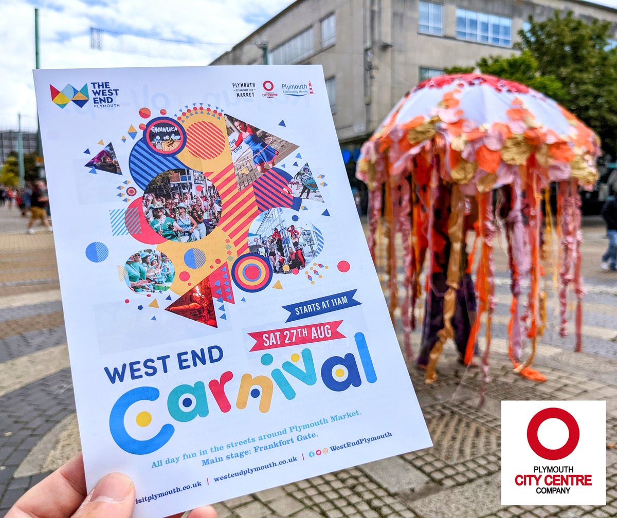 PlymCityCentre's tweet photo. Great day spreading the word about our @WestEndPlymouth Carnival which is taking place next Saturday, 27th August. FREE family fun for everyone!

Thanks to @BarbicanTheatre and @EximDance for joining us today 😀

Don't miss out, see details https://t.co/gBEb1ZclmJ https://t.co/0kwCvR3PoM