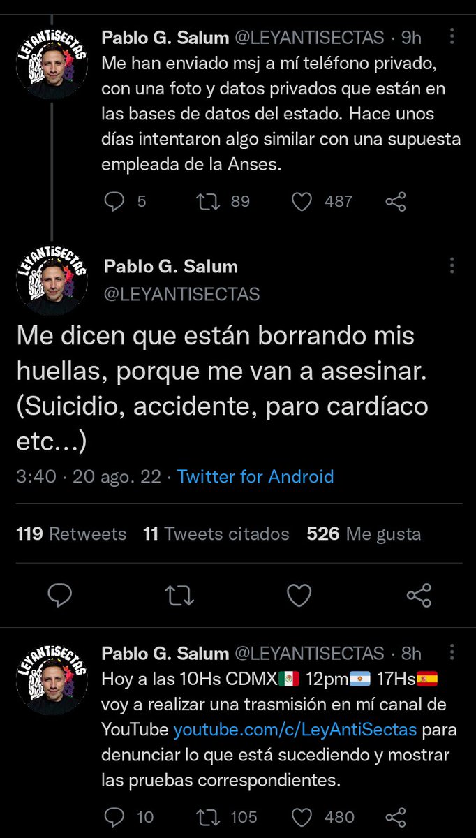 mayaro_ok's tweet photo. Amenazan a Pablo Salum.
#secta #SectaDelHorror #LeyDeSectas https://t.co/ZAaasiARYK