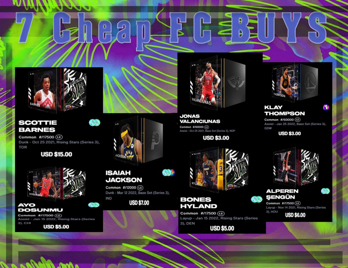 TSNickeb505's tweet photo. This might be a 3 or 4 part series.
Part 1 "Cheap FC Buys" each have their reason for being on this list but twitter doesn't give enough characters to explain why. @sardz2121 not exactly what you asked for but close. Peace!
#nbatopshot #nbatopshotthis #flashchallenges https://t.co/XdjB3SoQX3