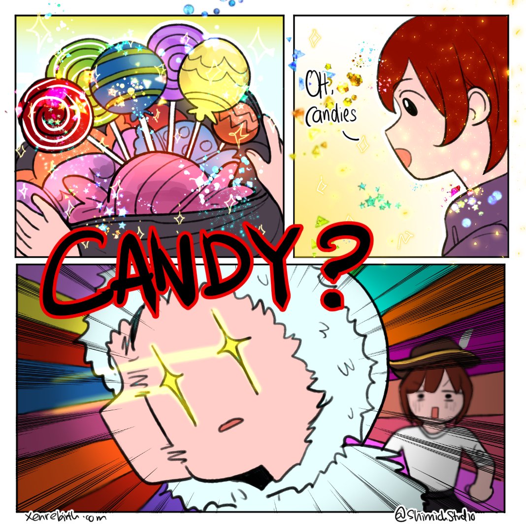 shimichs's tweet photo. Did you say... #candy?! #cuteart #art #anime #skit #comicskit #comic #shortcomic #tiger #xenrebirth #secretofthesolstice https://t.co/JncAM8aF6M