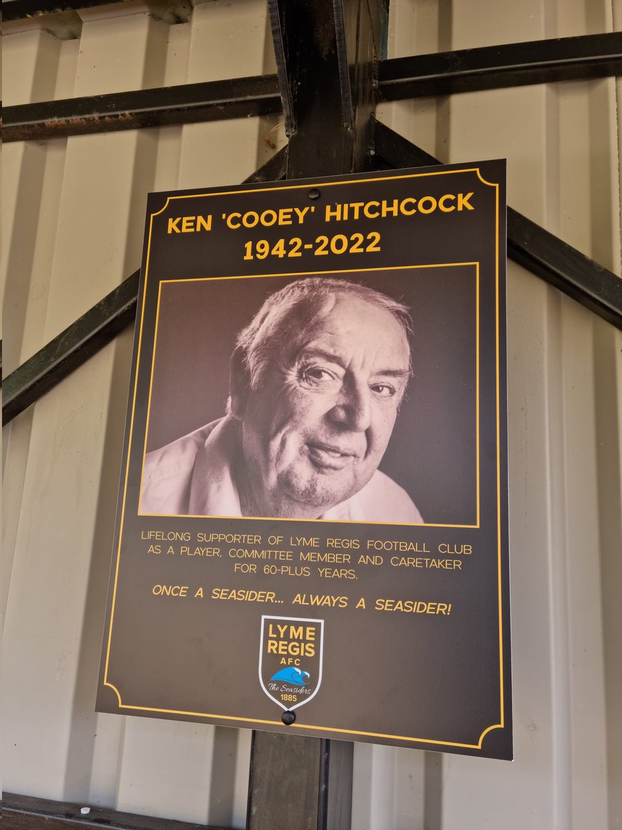 LymeRegisFC's tweet photo. Fantastic to officially unveil our grandstand as The Ken Cooey Hitchcock stand before kick off today. A fitting tribute to a tremendous club servant and wonderful man. https://t.co/ilTnilvQcM