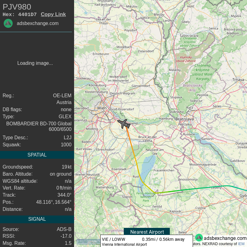 Travel_Scan_NER's tweet photo. NER Travel Detected Landed in Vienna, AT. Apx. flt. time 30 Mins. @Atlatszo https://t.co/XUlYrVG4aj