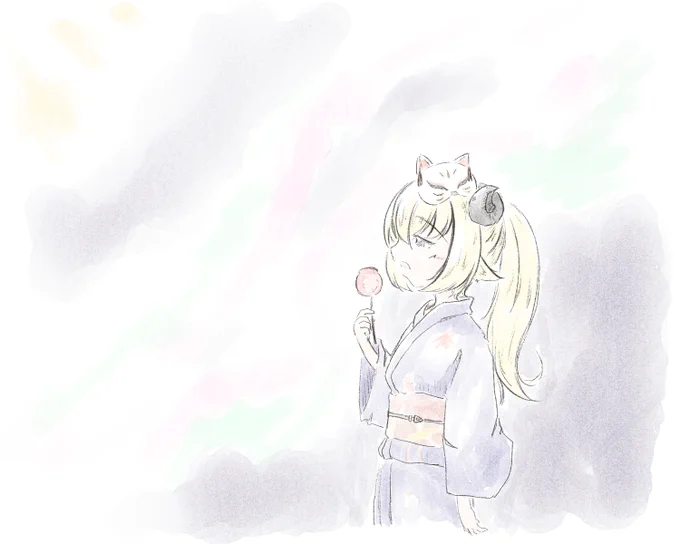 はへーようやく今週の仕事が終わった今日は絵を描かずにゲームでもするk浴衣歌枠だウワアアアアアアア(描いた#つのまきあーと 