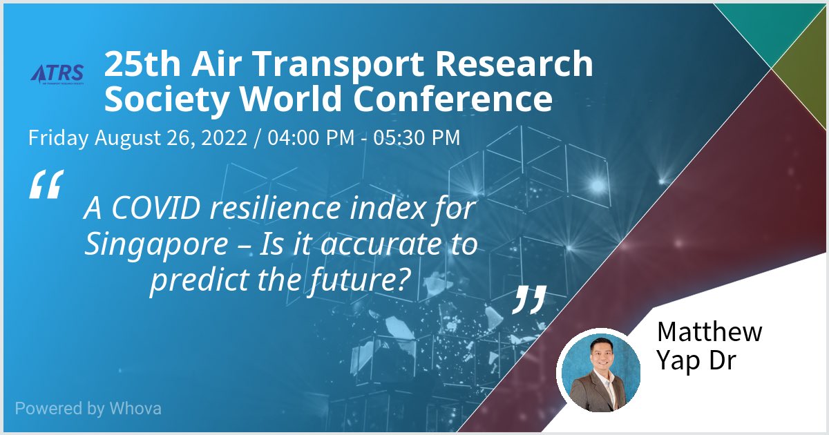 matthewyaptwit's tweet photo. I am speaking at 25th Air Transport Research Society World Conference. Please check out my talk if you're attending the event! #ATRS2022 - via #Whova event app https://t.co/ihxNvwoiX4