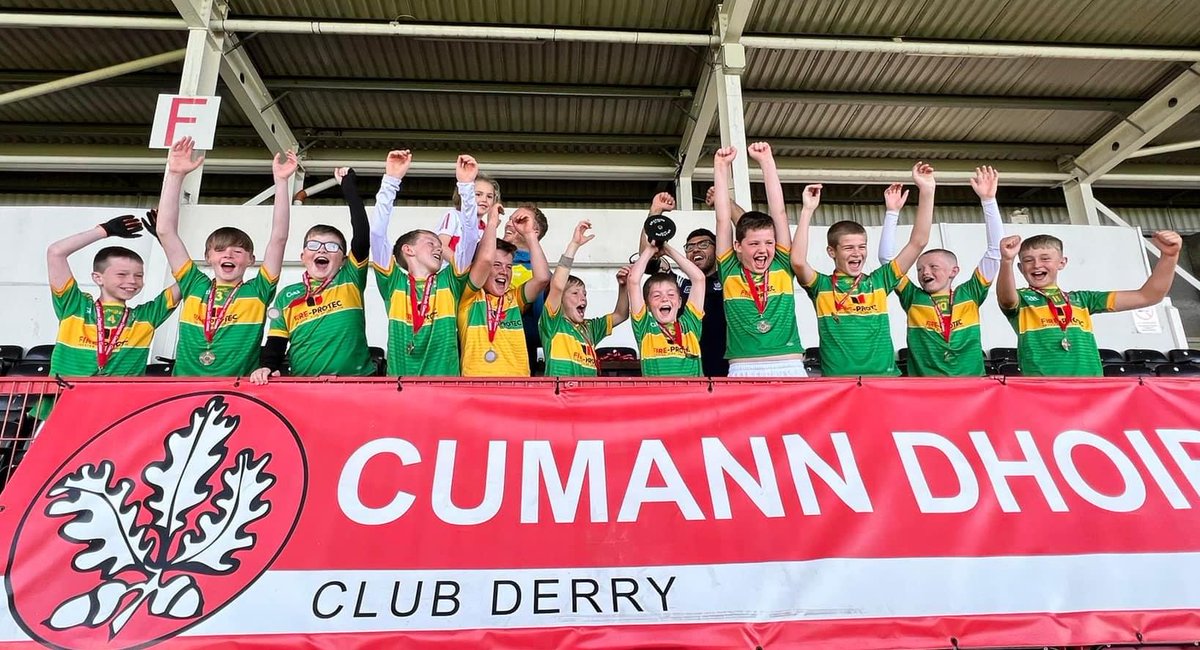 McGuinnessPF's tweet photo. Comhghairdeas @DunloyGAC on winning the U11.5 Cup Final and well done to Naomh Bríd GAC Belfast on reaching the final 🏆👏🏼 https://t.co/H9KfPFWEAV
