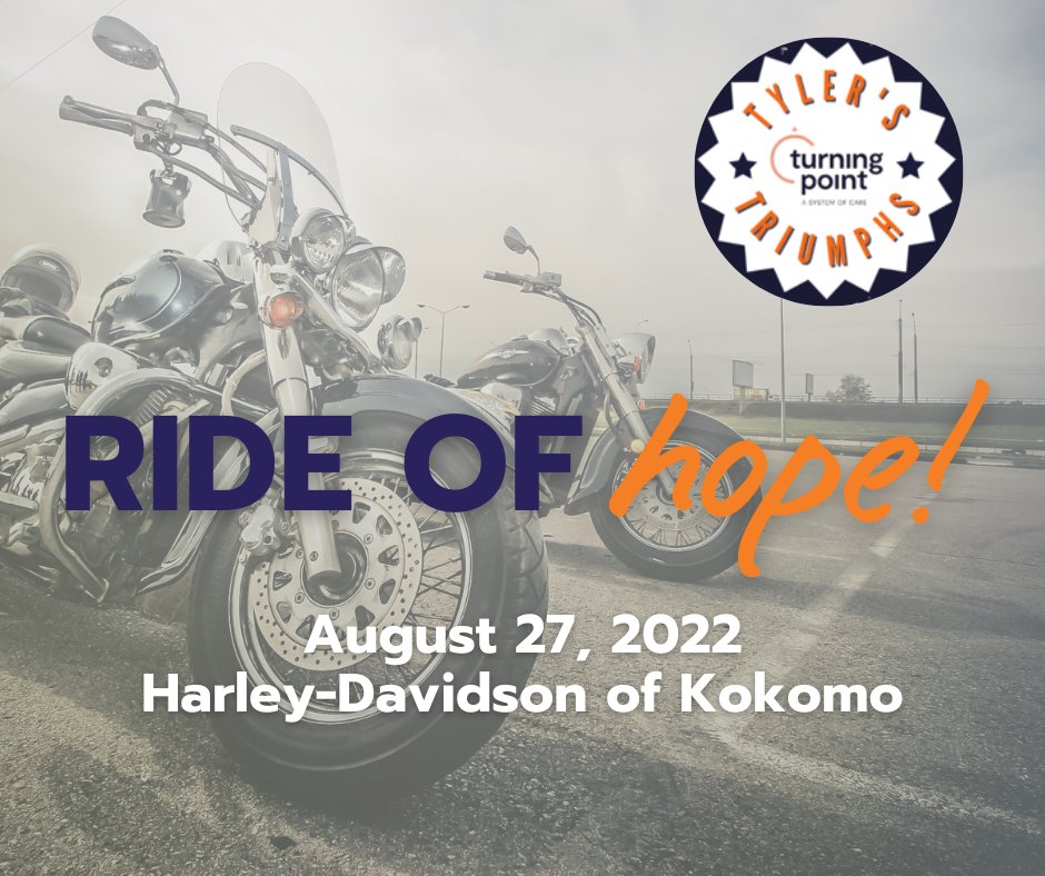 TurningPointSOC's tweet photo. 📢 Here's a weekend reminder to join us for the annual Ride of Hope in ONE WEEK.

Call us today at (765) 860-0021 to learn more or click here 👉 https://t.co/RHtfYwWmxT 👈 to let us know you'll be joining us! https://t.co/HTI0lIiml3