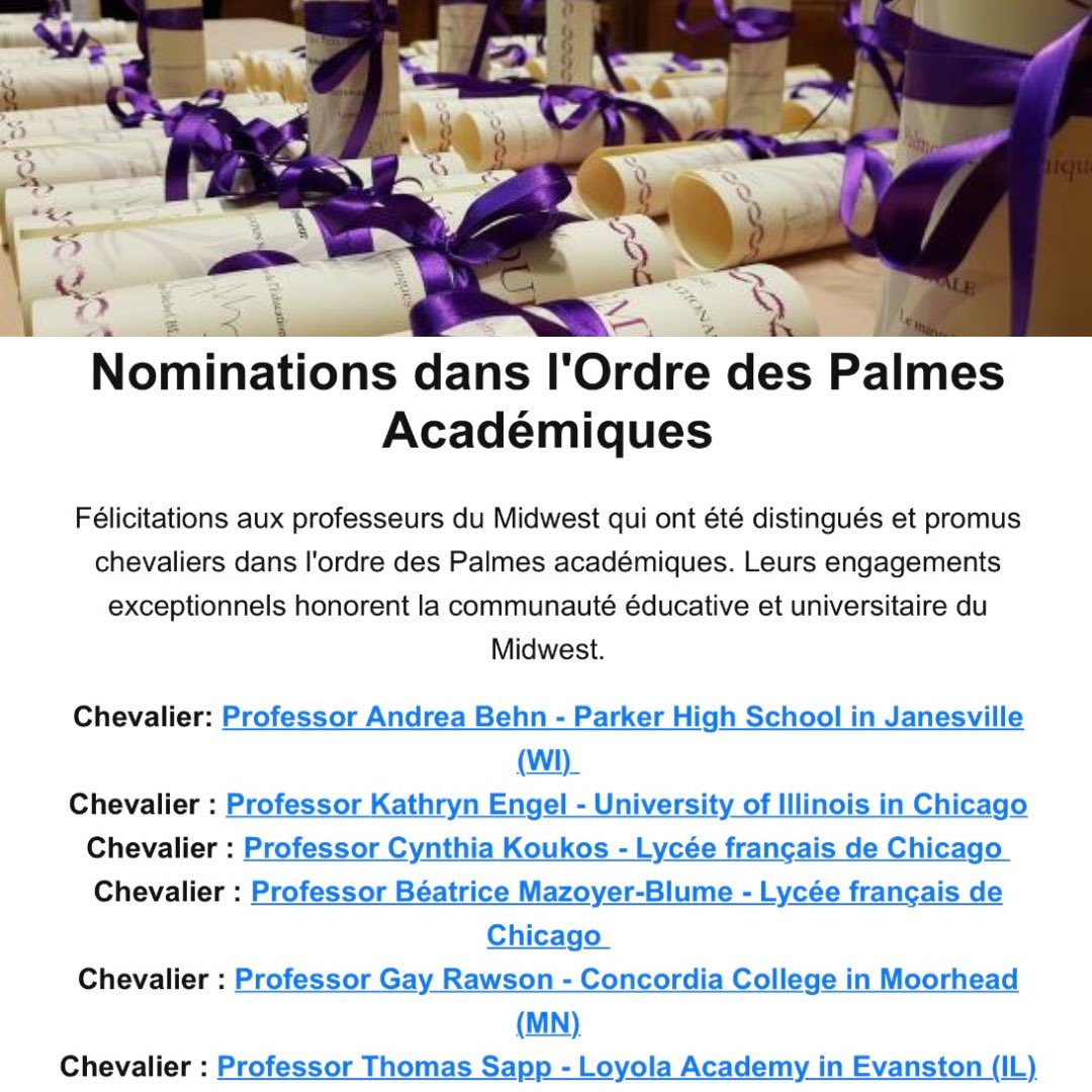 asfapalms's tweet photo. Congratulations to the newest group of Midwestern chevaliers! #asfap #frenchacademicpalms https://t.co/y0u6jgWnYi