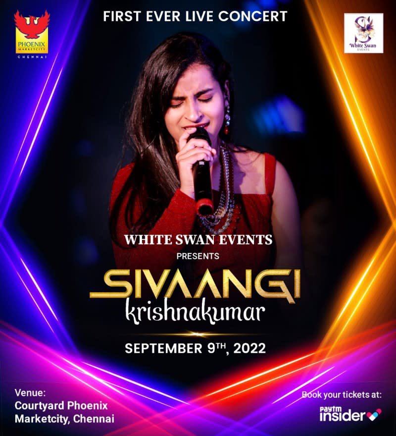 TrendsSivaangi's tweet photo. Our #Sivaangi @sivaangi_k’s First ever Live in Concert in Chennai on Sept 9th 🥳

Book Now : https://t.co/Jdooela4eQ https://t.co/HCKgqRsqRQ