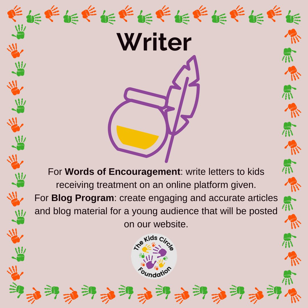 Join <a href="/TheKidsCircleF1/">The Kids Circle Foundation</a> as a writer in our Words of Encouragement and Blog Program 🖊

Your flair of writing can really make a difference 📝

To register as a volunteer, please visit thekidscirclefoundation.org 🔗