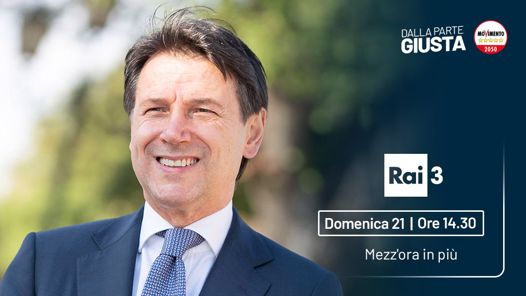 GiuseppeConteIT's tweet photo. Domani sarò ospite di Lucia Annunziata a #mezzorainpiù. Ho alcune cose da raccontarvi e idee per il Paese da illustrarvi. Vi aspetto in diretta dalle 14.30 su @RaiTre. https://t.co/Js6VA8cIg4