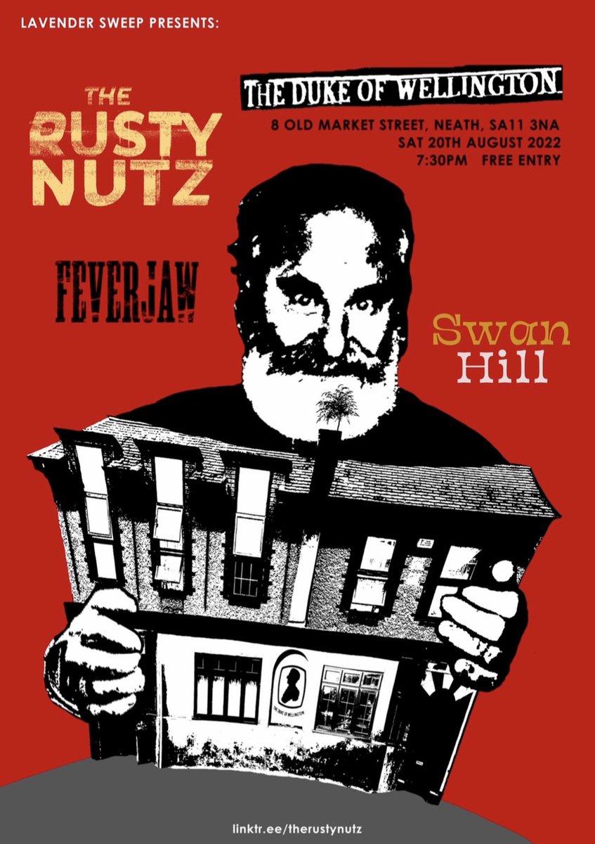 TheRustyNutz's tweet photo. Tonight at The Duke in Neath
with @feverjaw and @Swanhillband
first band on at 8pm. See you there x
#neath #thedukeneath #dukeneath #southwalesgig #dukeofwellingtonneath https://t.co/qaFd5qGoZn