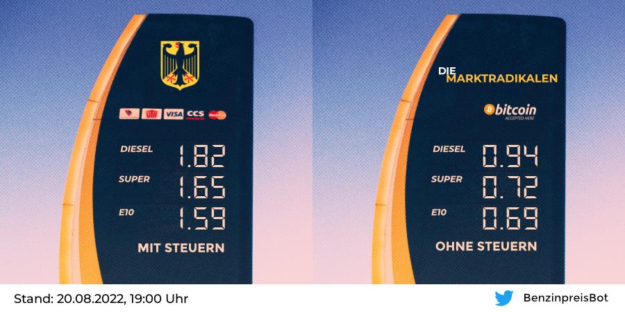 BenzinpreisBot's tweet photo. Guten Abend!
Hier die aktuellen #Spritpreise: https://t.co/Rqj2bPxFWz