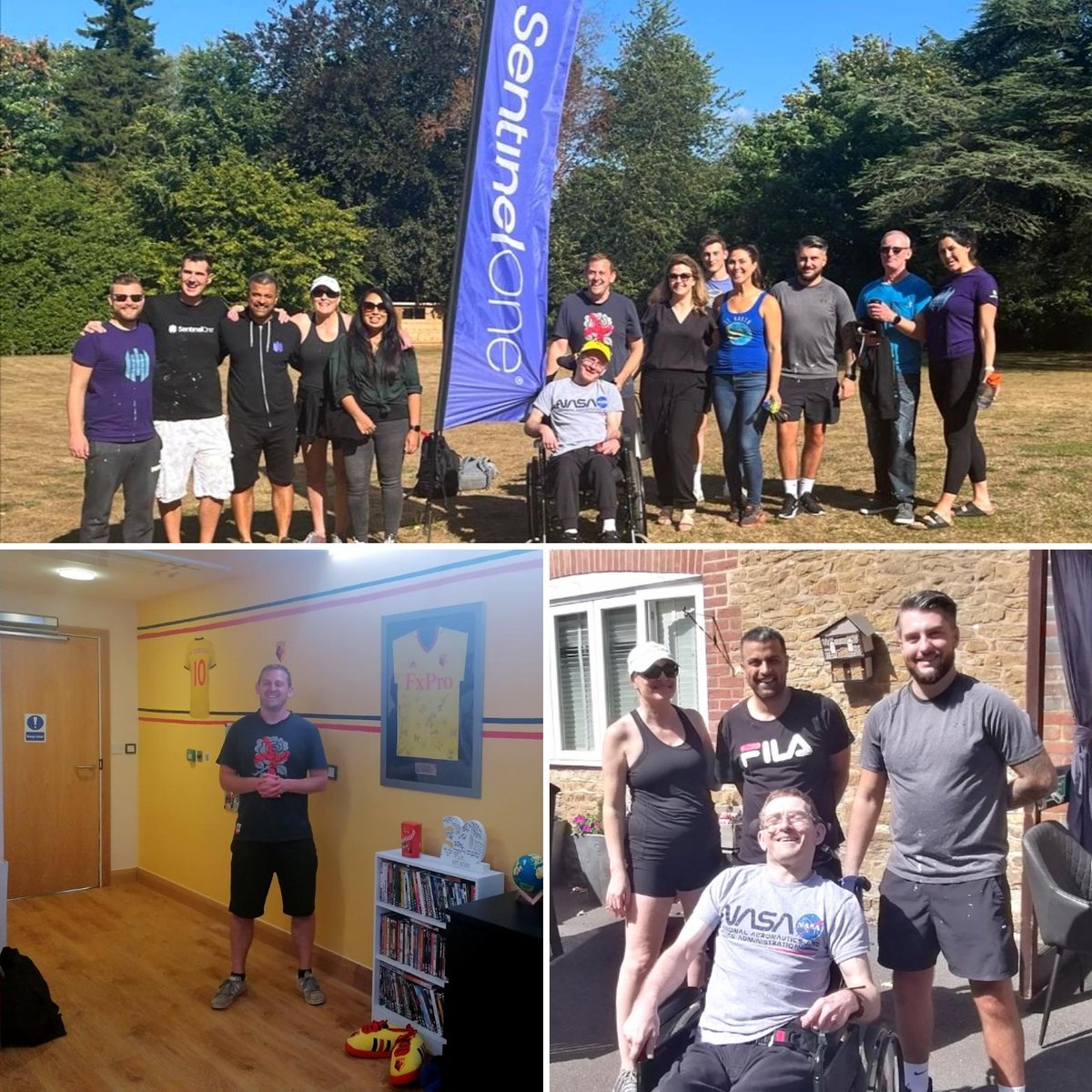 MeathCharity's tweet photo. We had a great day with the team from @SentinelOne for their #volunteering day! They kindly spruced up our grounds &amp; painted inside the houses. Peter &amp; a colleague also transformed (his brother) Adam's bedroom into the #Watfordfc fan room of his dreams! 💜 ⚽ #Charity #epilepsy https://t.co/W7Mf0n4ExQ