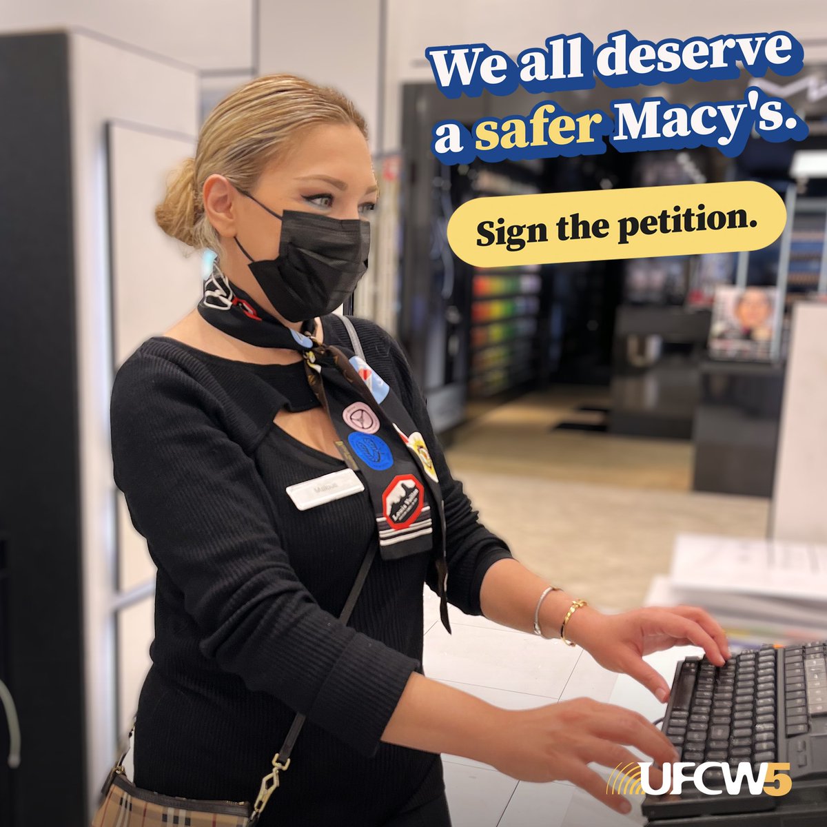 Bay Area Macy's workers need your support in their fight for a fair contract. 

Sign our petition now to help support Bay Area Macy's workers now: ufcw5.org/macys-negotiat… #ufcw5 #unionstrong
