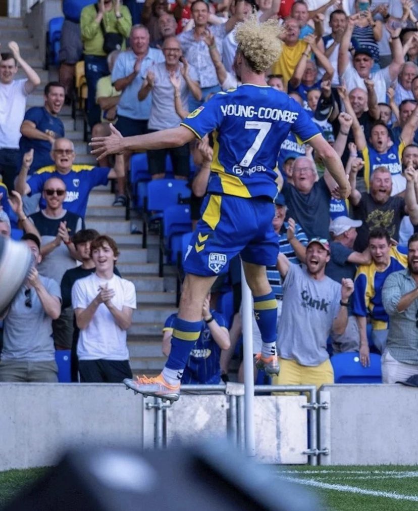 JulianWientjens's tweet photo. Nathan Young-Coombes (19) 🏴󠁧󠁢󠁥󠁮󠁧󠁿💎 

What a start to the season for him.

3 goals and 2 assists in 216 minutes playing time. He is involved in a goal every 43 minutes. 

This is crazy. 

Currently at #Wimbledon on loan from #Brentford 

#afcwimbledon #BrentfordFC https://t.co/XX3Fh5dmPa