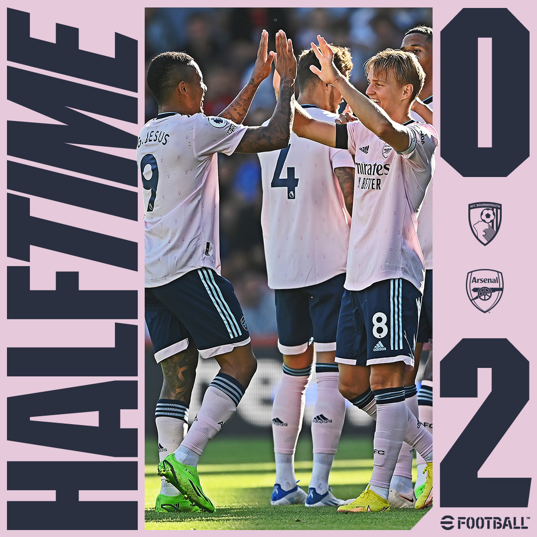 Arsenal's tweet image. Bøssing it at the break ✊

🍒 0-2 💖 (HT)

#BOUARS