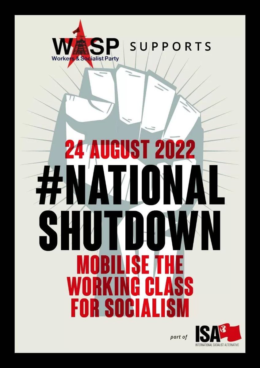 WASP_ISA's tweet image. 📣 24 AUGUST NATIONAL SHUTDOWN: JUST THE BEGINNING OF ROLLING MASS ACTION FOR WORKING CLASS POWER 🚩
✊🏿✊🏽✊🏾✊🏻✊🏿✊🏽
#NationalShutdown
Read our full statement here:
socialist.org.za/24-august-nati…