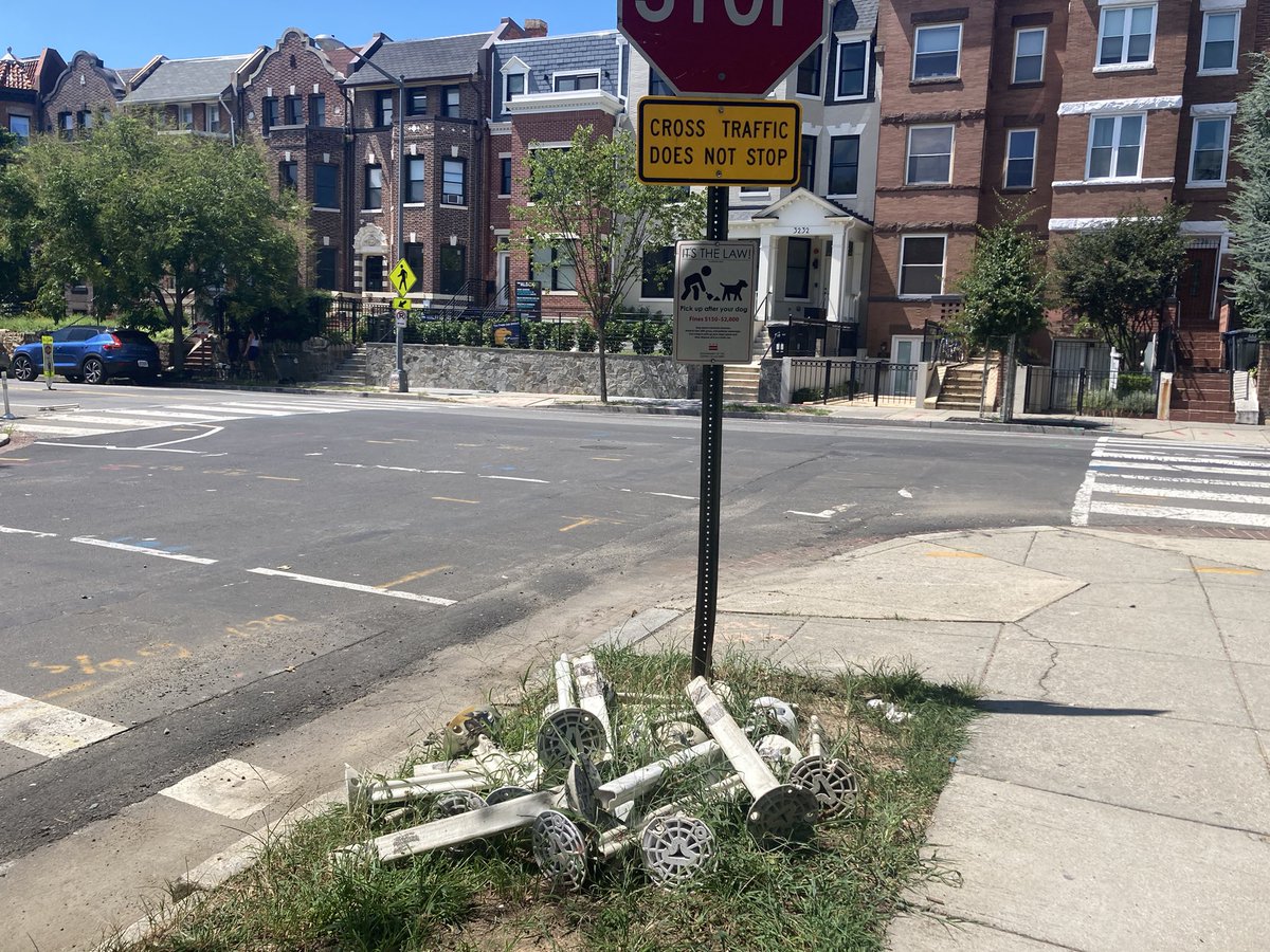 Hey <a href="/DDOTDC/">DDOT DC</a>, when are you putting back the plastic bollards on Lamont and 13th NW, people are blowing through there and I almost got side swiped crossing by someone cutting the corner.
