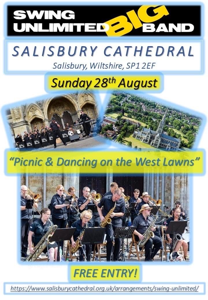 Karen Pitt (@karenlpitt) on Twitter photo Next Sunday SUBB will be at Salisbury Cathedral grounds! FREE bring your chairs and picnic and be ready for some great sounds!! <a href="/SalisburyCath/">Salisbury Cathedral</a> <a href="/SwingUnltdBB/">Swing Unlimited Big Band</a> <a href="/patpeiro/">Patrick Peiro</a> <a href="/james_stead/">James Stead</a> @ContactSaxnik <a href="/Dorset_Live/">Dorset Live</a> <a href="/SalisburyArts/">Salisbury Arts Centre part of Wiltshire Creative</a> Next Sunday SUBB will be at Salisbury Cathedral grounds! FREE bring your chairs and picnic and be ready for some great sounds!! <a href="/SalisburyCath/">Salisbury Cathedral</a> <a href="/SwingUnltdBB/">Swing Unlimited Big Band</a> <a href="/patpeiro/">Patrick Peiro</a> <a href="/james_stead/">James Stead</a> @ContactSaxnik <a href="/Dorset_Live/">Dorset Live</a> <a href="/SalisburyArts/">Salisbury Arts Centre part of Wiltshire Creative</a>
