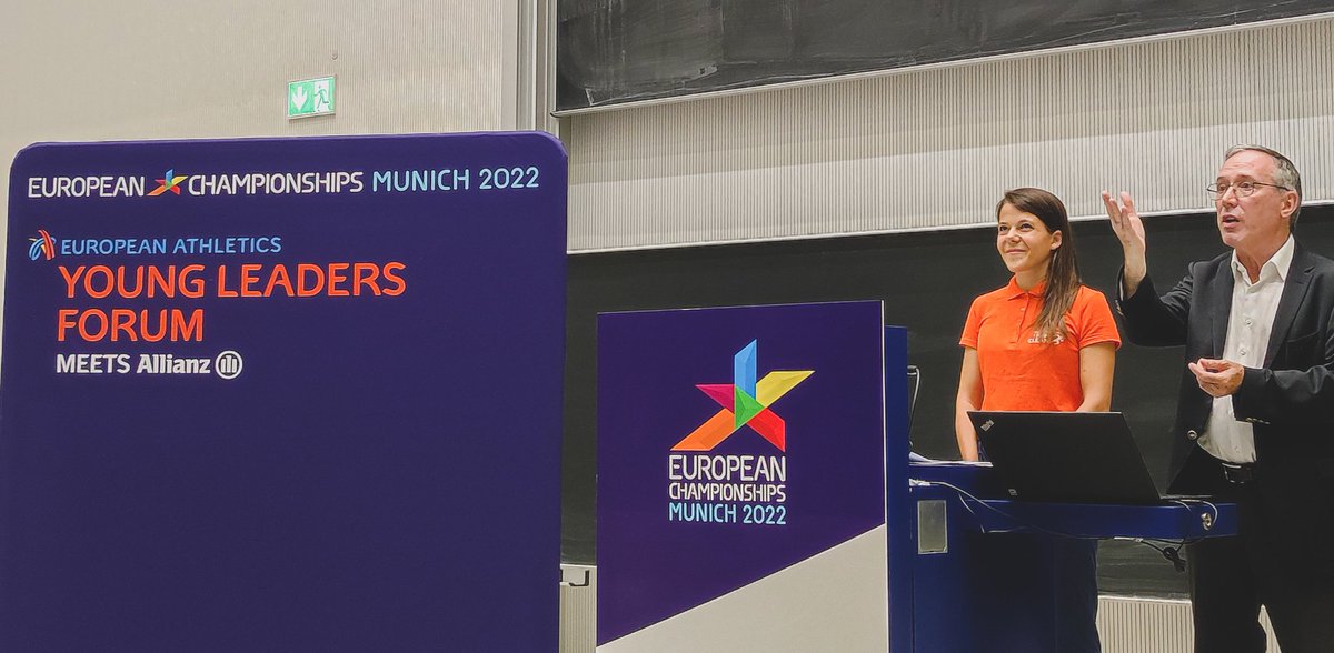 CanelleD's tweet photo. 👏👏Congrats to my french mate @FlorenceParis20 for presenting  with @Jean6625 the @IRunClean Project front of the Young Leaders of @EuroAthletics! 

A good opportunity to present the aims of the project and our role as Ambassadors.
#antidoping #athletes #leadership #Munich2022 https://t.co/Ml2wNy50Qy