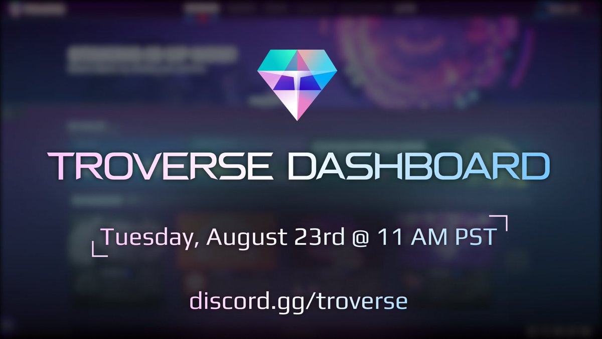 #Troverse Dashboard is ready to launch💎🚀

The first version of the dashboard will be live on Tuesday, August 23 @ 11 AM PT!

You can Stake your Planets #NFT as soon as the dashboard is launched🪐

Are you Tromies ready?🔥💙
