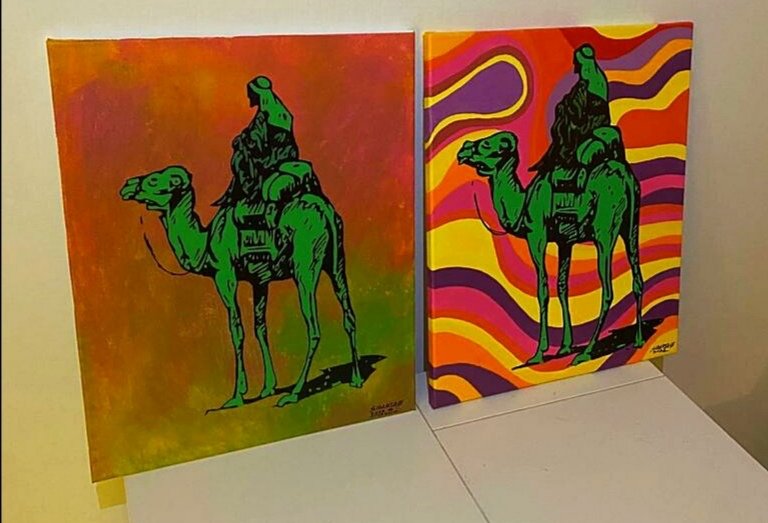 S1DARTA0's tweet photo. #1 "After Glow" (460x380mm) #2 "Crimson Sky" (460x380mm). Acrylic on canvas. https://t.co/7SQ0rXWOzY