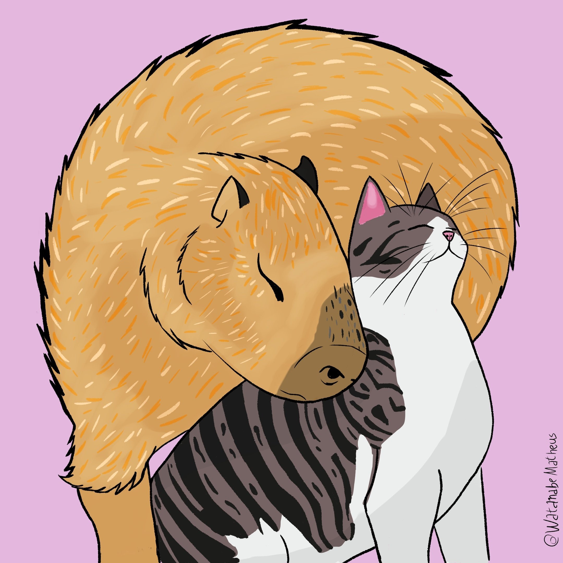 Watanabe on X: Maxixe Glutton and Lola, the affectionate capybara. Type  Hello Maxixe and Lola to have a great weekend. #art #digitalart #drawing  #draw #drawings #paint #digitalpaint #pet #capybara #cats #cat #arte #