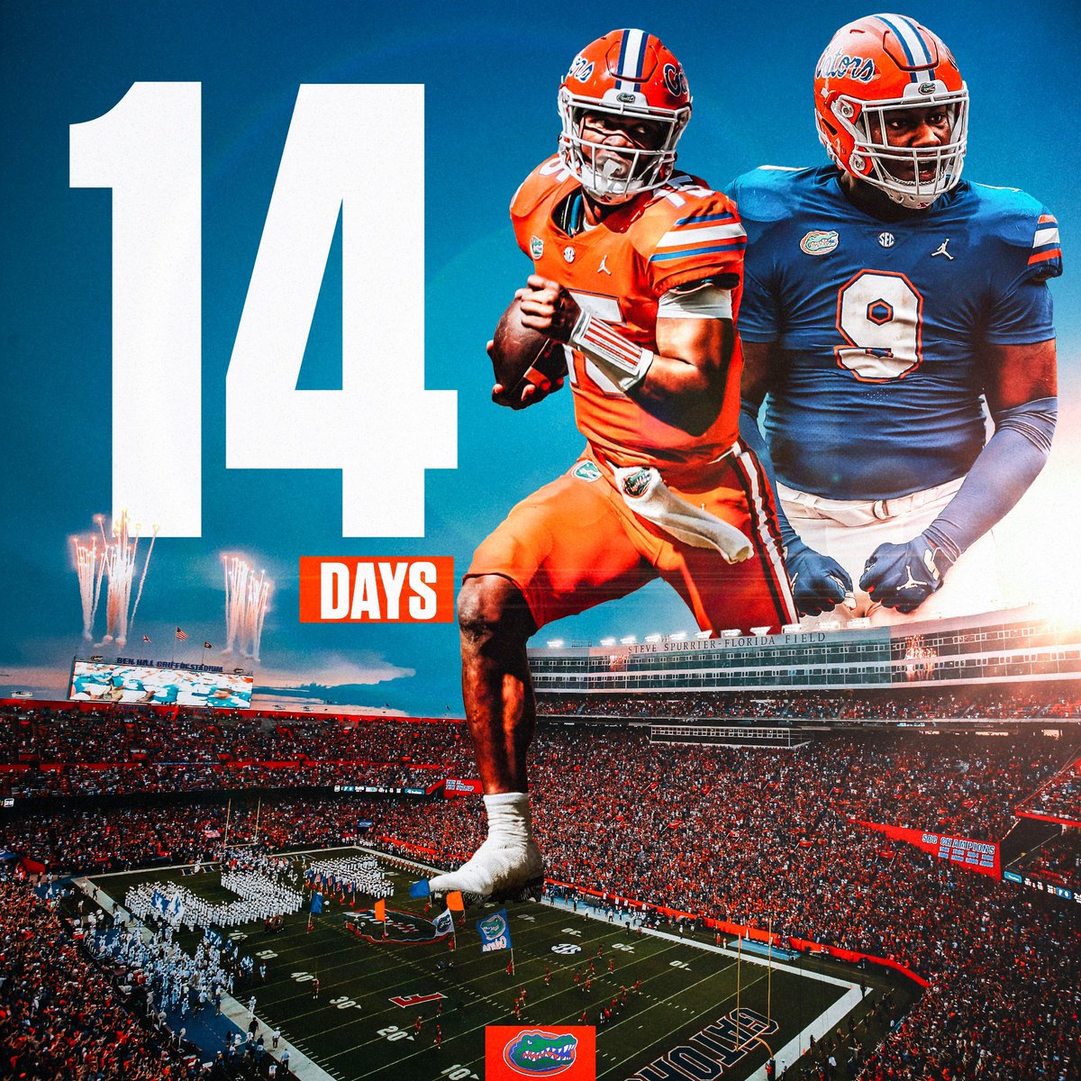 FloridaGators's tweet photo. 2 weeks till The Swamp. 

#GoGators  | @GatorsFB https://t.co/4durPTdJns