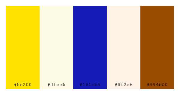 ColPaletteBot's tweet photo. Beep beep, here's a pretty color palette for you!
color-scheme.js parameters used:
- hue: 253
- variation: hard
- colors: #ffe200, #fffce6, #161cb5, #fff2e6, #994b00
Have a lovely evening!
#twitterbot #colorpalette #colors #palette #prettycolors https://t.co/puEvcz0gZq