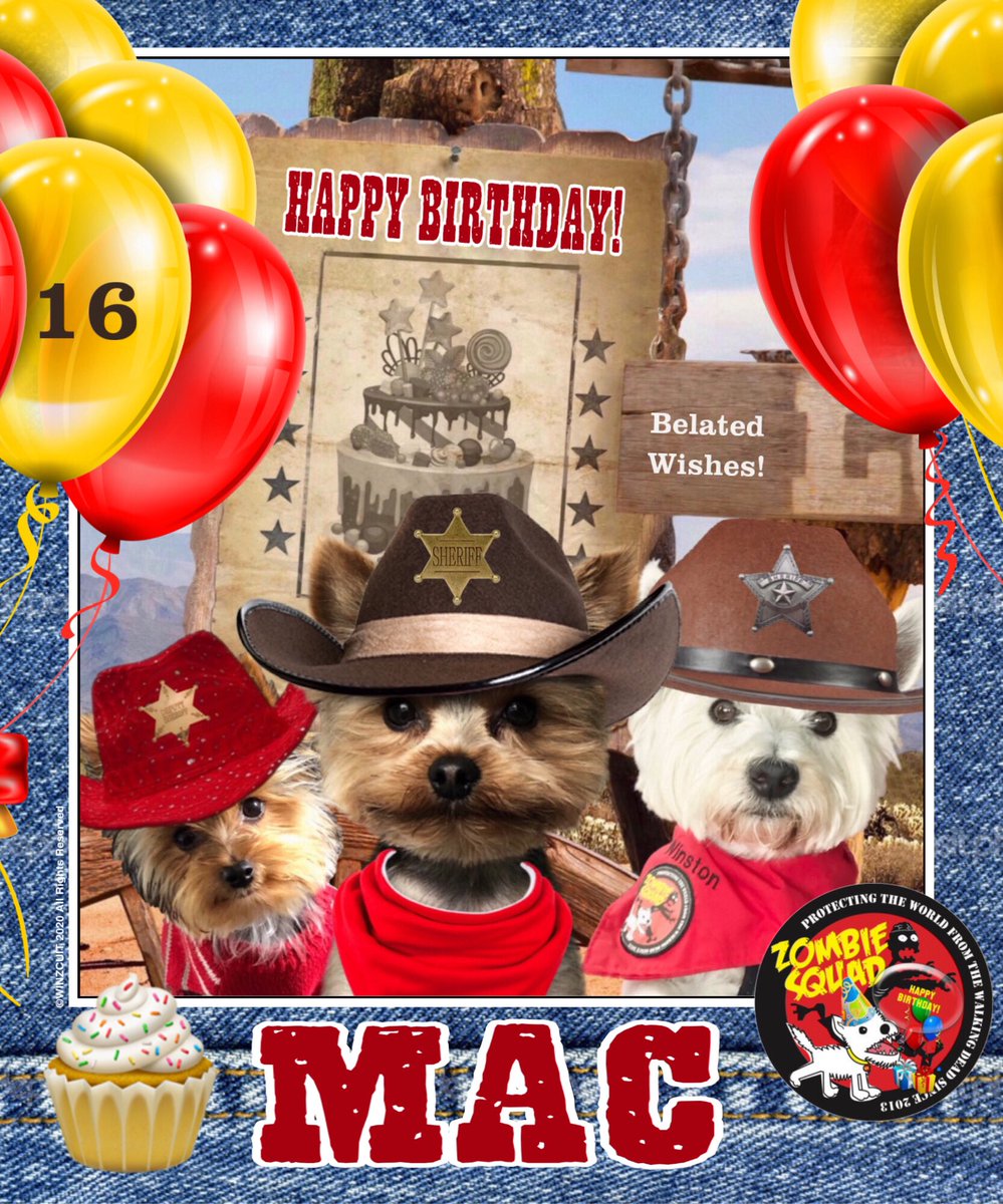ZS Birthday🎂🎁🎉 (@zsbirthday) on Twitter photo 🎂Wishing a Belated 🎁HAPPY 16th BIRTHDAY🎉 to our pawtastic pal, MAC from Leada Billy & your ZombieSquad pals.🎈 Sorry we missed your special day on 19th August... we hope it was full of treats, belly rubs & cayke, soldyer. RaaAAA!!
♥️💛🎂🎁🎈🎉
<a href="/macwhittle/">ᗰᗩᑕ 😇 & ᗷᗝᗷ</a> <a href="/ZombieSquadHQ/">ZombieSquadHQ💖💚🧡💚🩵©</a> #ZSHQ 🎂Wishing a Belated 🎁HAPPY 16th BIRTHDAY🎉 to our pawtastic pal, MAC from Leada Billy & your ZombieSquad pals.🎈 Sorry we missed your special day on 19th August... we hope it was full of treats, belly rubs & cayke, soldyer. RaaAAA!!
♥️💛🎂🎁🎈🎉
<a href="/macwhittle/">ᗰᗩᑕ 😇 & ᗷᗝᗷ</a> <a href="/ZombieSquadHQ/">ZombieSquadHQ💖💚🧡💚🩵©</a> #ZSHQ