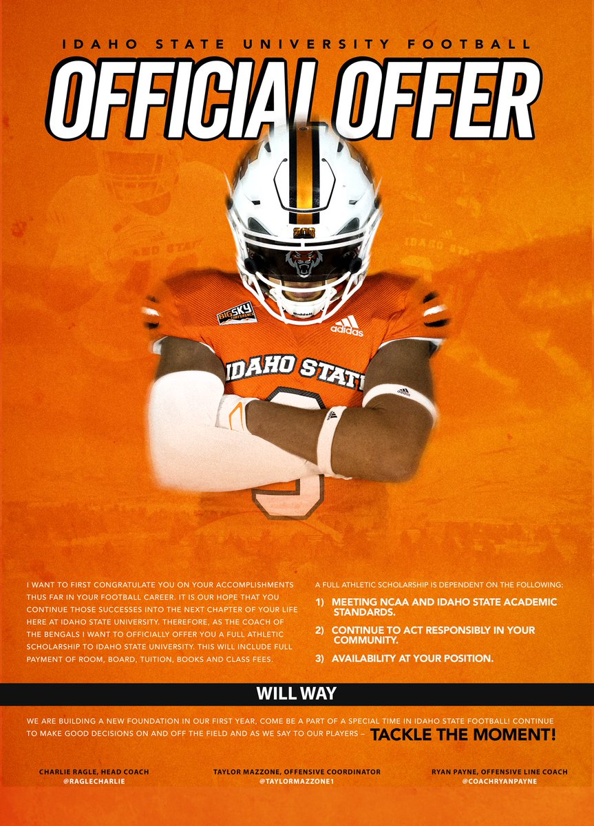 Thank you for the official offer! Go Bengals! <a href="/VinceAmey/">Vince Amey</a> <a href="/CoachRyanPayne/">Ryan Payne</a> <a href="/RagleCharlie/">Charlie Ragle</a> <a href="/PrepRedzoneAZ/">Prep Redzone Arizona</a> <a href="/gridironarizona/">Gridiron Arizona</a> @MohrRecruiting <a href="/BrandonHuffman/">Brandon Huffman</a> <a href="/JavierJMorales/">Javier Morales</a> <a href="/tlstevens80/">Tyler</a>