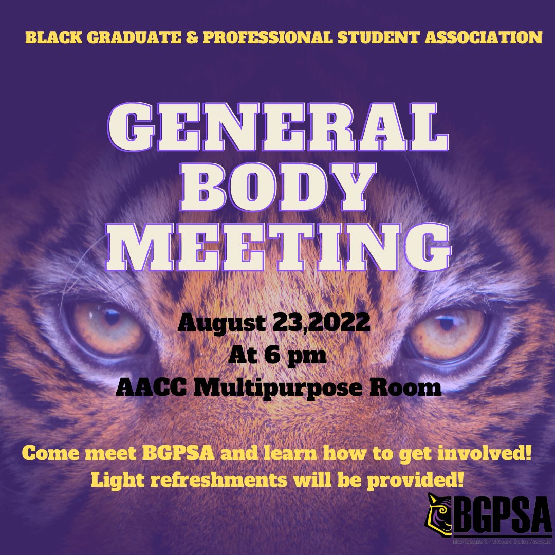 Tuesday! Tuesday! Tuesday!
Come out and learn about BGPSA and how to get involved! 🐅🏴