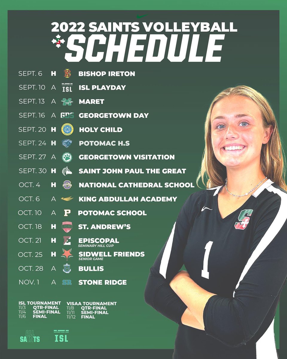 SSSAS_VBall's tweet photo. Schedule Update. Game added on November 1st away at Stone Ridge #onesaint https://t.co/UDN5m5BLyp