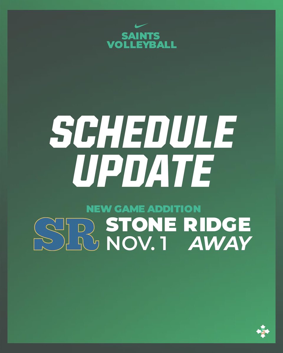 SSSAS_VBall's tweet photo. Schedule Update. Game added on November 1st away at Stone Ridge #onesaint https://t.co/UDN5m5BLyp