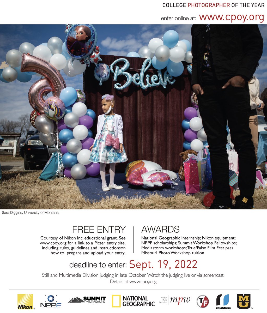 Calling all students — WE ARE NOW ACCEPTING ENTRIES FOR #CPOY77! Enter now through Sept. 19, 2022, at 5 p.m. CT. Entry is FREE – courtesy of <a href="/NikonUSA/">NikonUSA</a>. You can find the ENTRY LINK on the cpoy.org Announcements page. 

📸 Photo by <a href="/sara_diggins/">Sara Diggins🦇</a>, <a href="/UMJSchool/">School of Journalism</a>