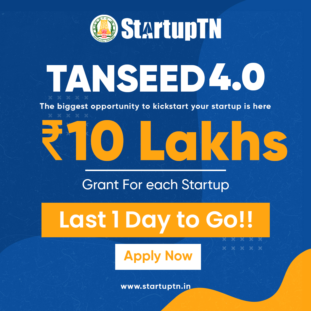 TheStartupTN's tweet photo. Today is the last day to apply for #TANSEED 4.0!! 🚀

Link to the application form: https://t.co/IEjD8WgTY7 

For any queries feel free to reach us at tanseed@startuptn.in

#StartupTN #Startups #Grant #Funding https://t.co/XJlXGKnqV5