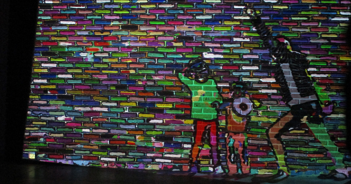 Participants step into the light of "MAPP," by <a href="/AlexP_tweets/">AlexP</a>, and become part of the artwork as they appear among the colorful images and patterns. It's among the installations coming to Canal Convergence Nov. 4–13 at the Scottsdale Waterfront. Learn more: sarts.co/3poHuDz