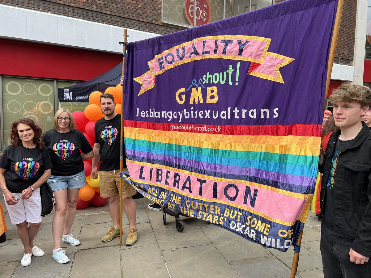 When people ask me why I’m in a Trade Union, this is why. At my small middle England pride the @GMB_union is here. They won’t get new members, they won’t make money, they are just here when no one else is standing up for what is right. I’m proud to be a gay GMB member ✊