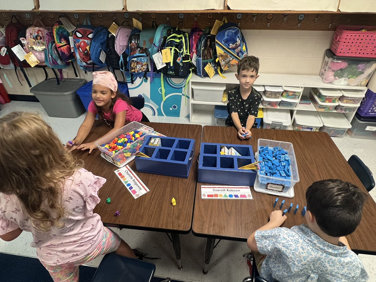 We are enjoying exploring different math tubs each day.