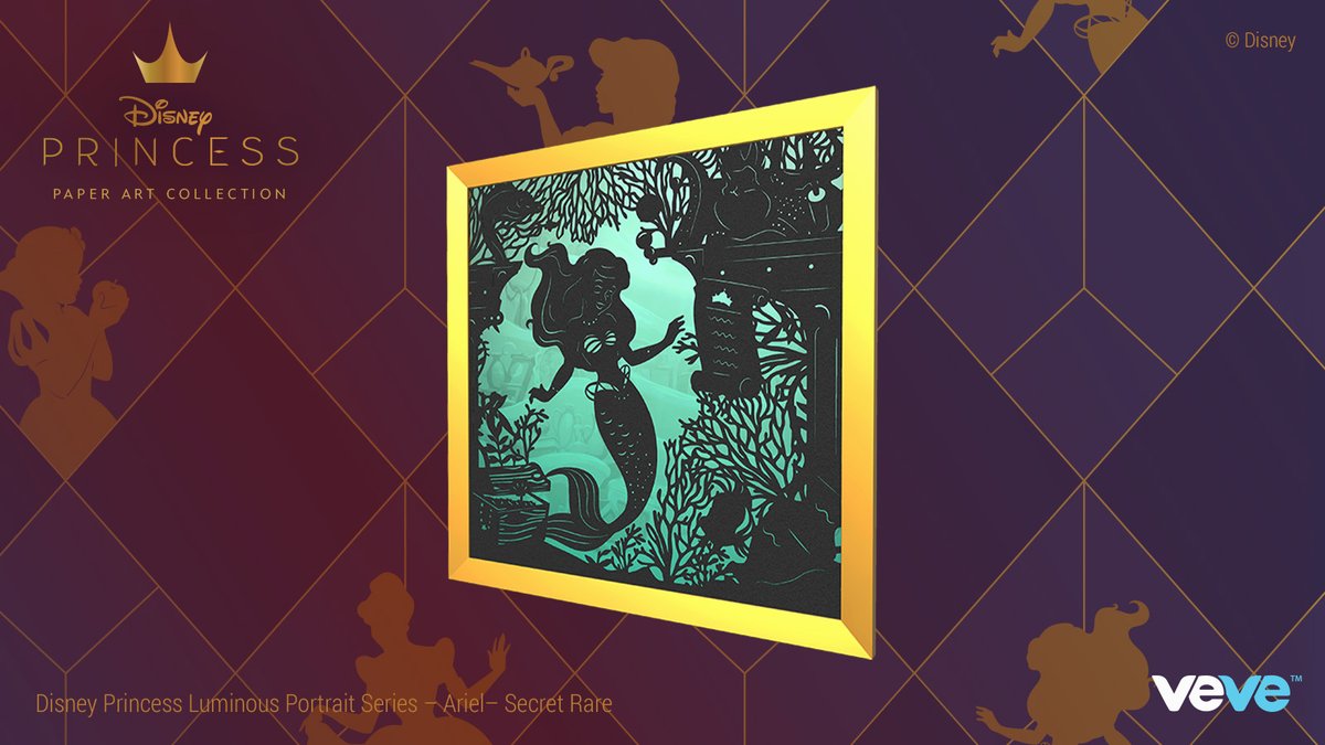 veve_official's tweet photo. Get a closer look at all four silhouetted portraits of Walt Disney Animation Studios' Jasmine, Ariel, Snow White, and Cinderella in the @Disney Princess Luminous Portrait Series!

Drops tomorrow, 21 Aug at 8AM PT in blind box format: https://t.co/MZgAcGNfcS https://t.co/PBsHPShZD2