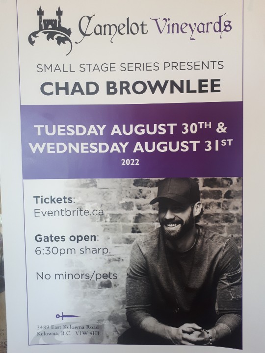 Still a handful of tickets left for our boy <a href="/ChadBrownlee/">Chad Brownlee</a> !! Only a week and change till the hometown boy rocks our stage so get'em while they last! Gonna be an epic couple nights🎸🍷🍺!! #eastkelownacountry