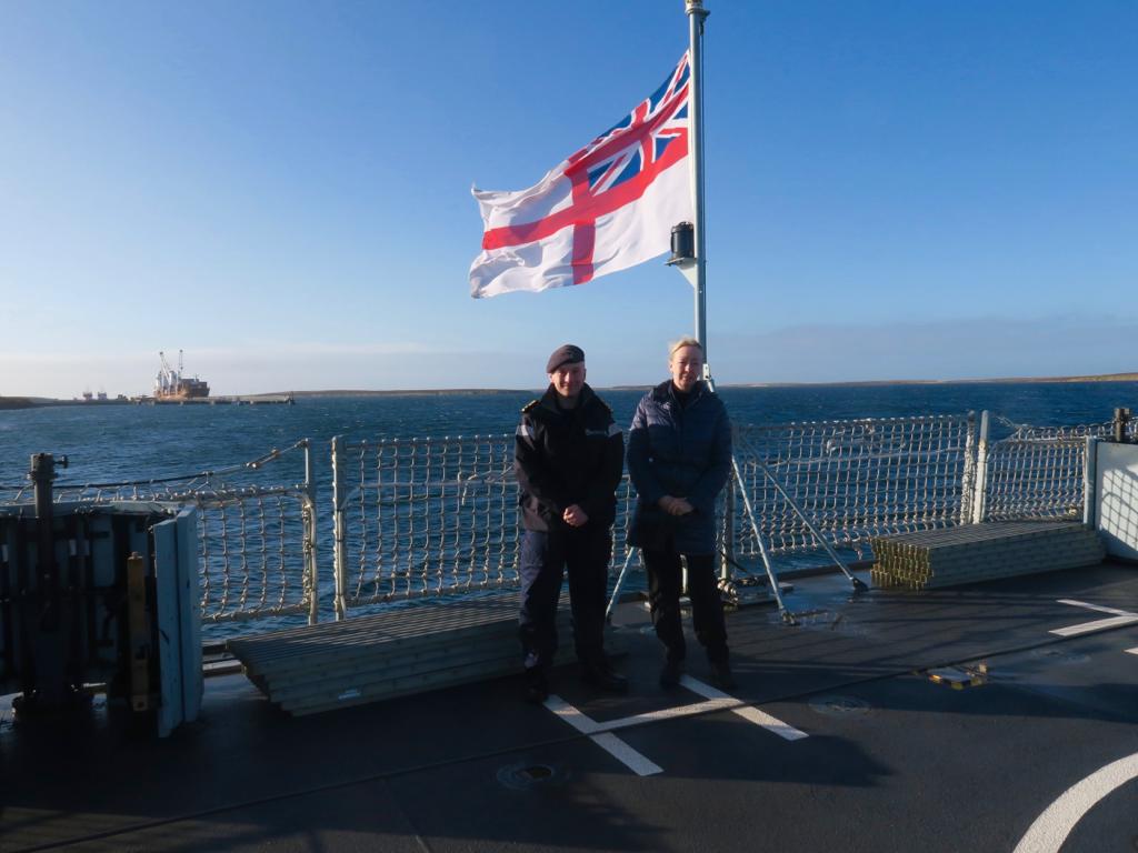 We are honoured to have welcomed Her Excellency the Governor of the Falkland Islands @AlisonBlakeFCDO CMG and @BFSouthAtlantic to HMS FORTH yesterday. We hope to see you again soon