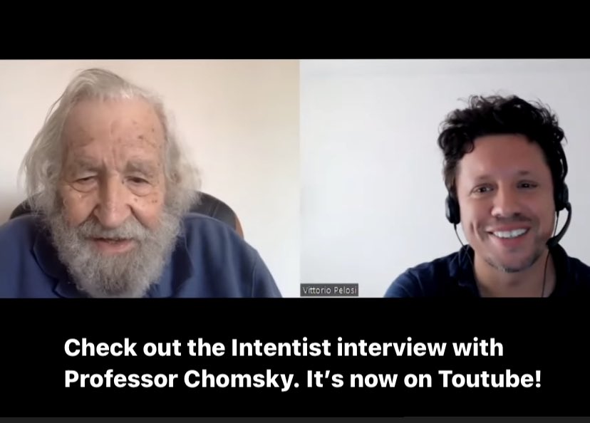 intentism's tweet image. Watch Vittorio Pelosi of #intentism  discuss with Professor #NoamChomsky language, art, the media and postmodernism.          youtu.be/eqq06VMj_7c