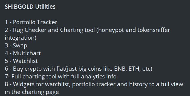 🟡UTILITY FOR SHIBGOLD🟡 CONFIRMED FULL DAPP check full info at t.me/shibgoldportal 

 Ok guys, after a long hard discussion with the core members we have decided upon the utilities of the token. 

#BNB #CryptoNews #Crypto #web3 #DeFi #Tether #KuCoin #Binance #Eth #SHIBGOLD