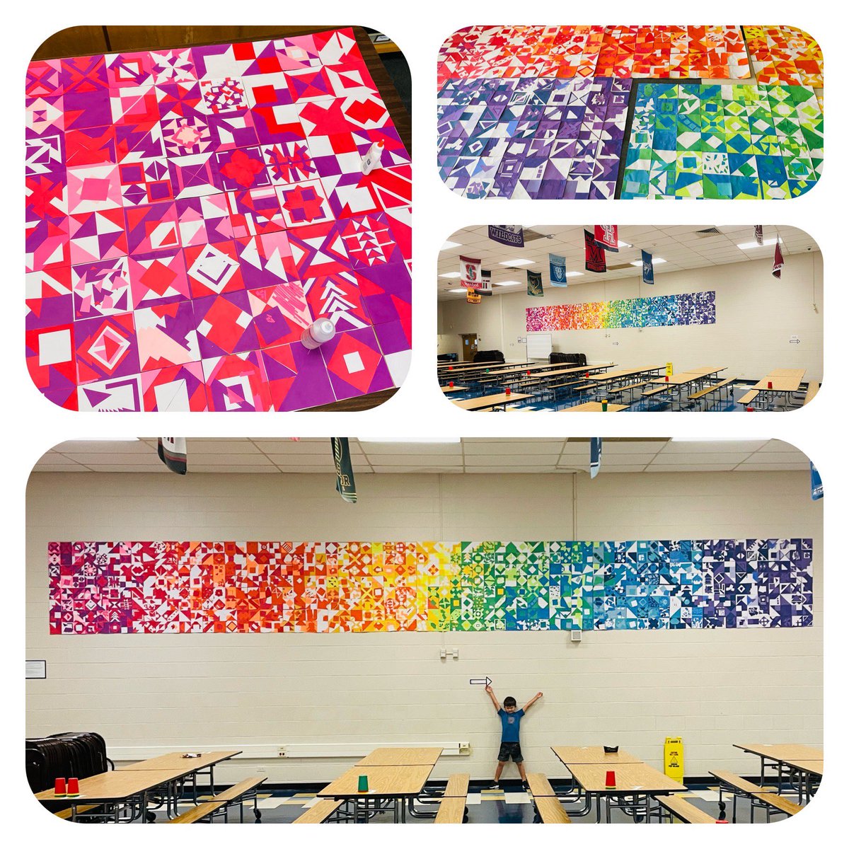 FRE has their First Art Installation from our new Art Teacher, Mrs. Maki-Rowland, who put together these unique swatches create by students to make a rainbow batik! We love it! @FREfacts
#risdbelieves
#risdgreatness
#risdpoweroflove
<a href="/LupusAlive/">Michelle Gabriel</a>